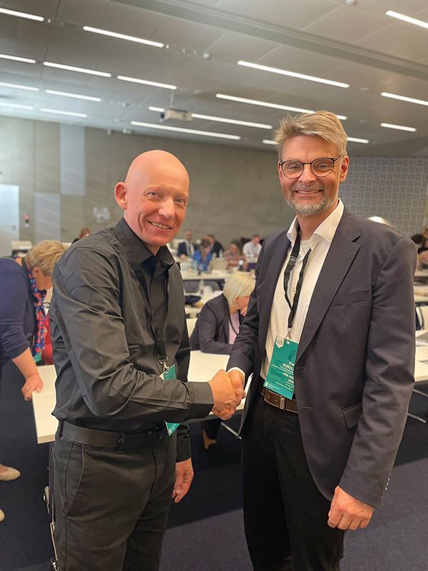 The National Library of Wales's Chief Executive Rhodri Llwyd Morgan with CENL Chairman and Director General of the German National Library, Frank Scholze.