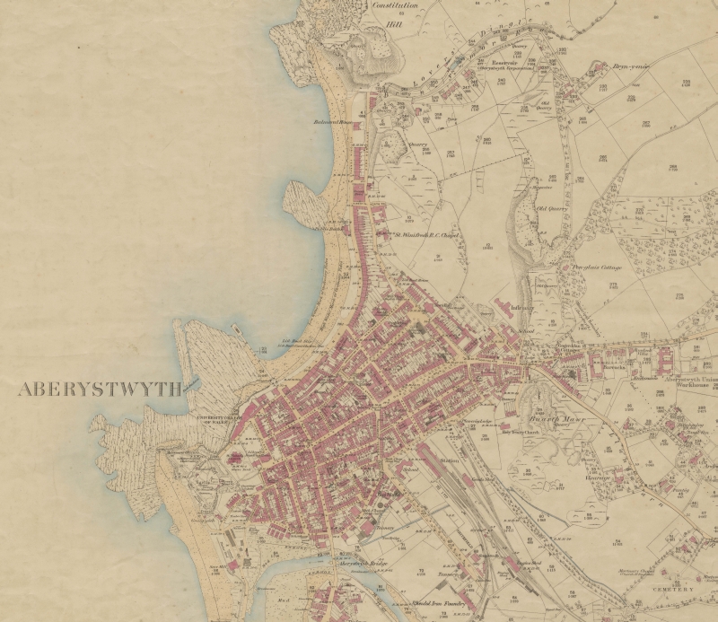 OS 25" 1st edition map of Aberystwyth