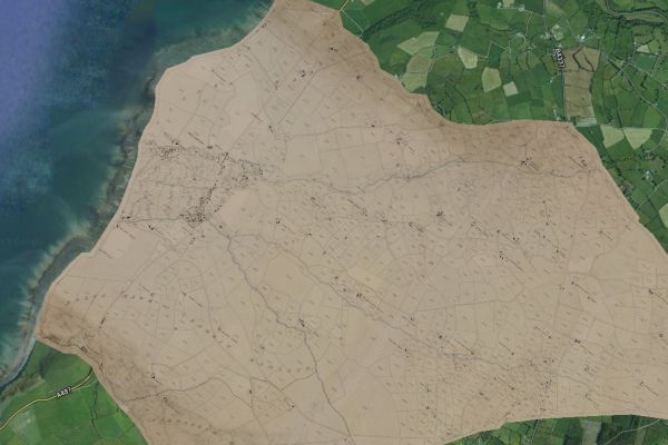 Tithe map overlay layer over satellite map