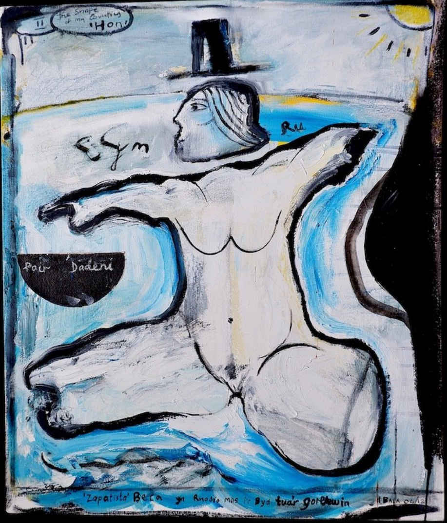 The shape of Wales in the form of a naked woman